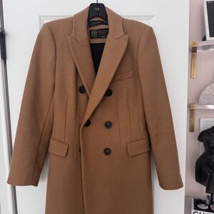 Zara Woman Manteco Wool Camel Coat Double Breasted Tailored Size M